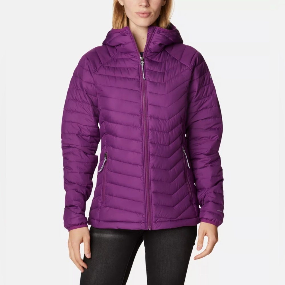 Columbia Women’s Omni-Heat Hooded Down Jacket Purple Size S
